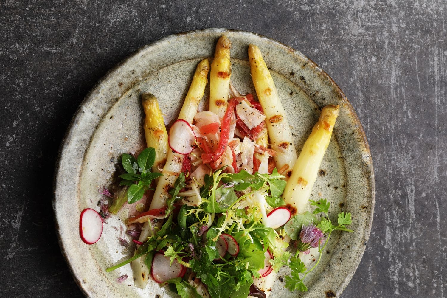 Gegrillter Spargel mit Rhabarber-Fenchel und Wildkräutersalat - SEVERIN ...