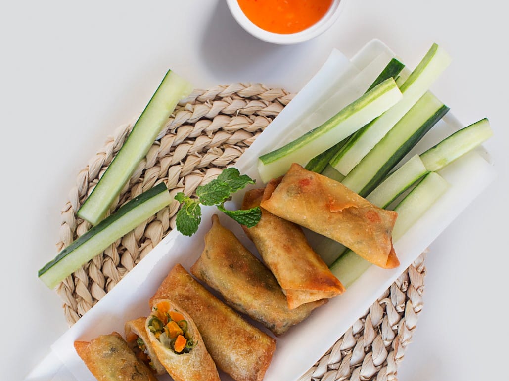 Frühlingsröllchen mit Hähnchen