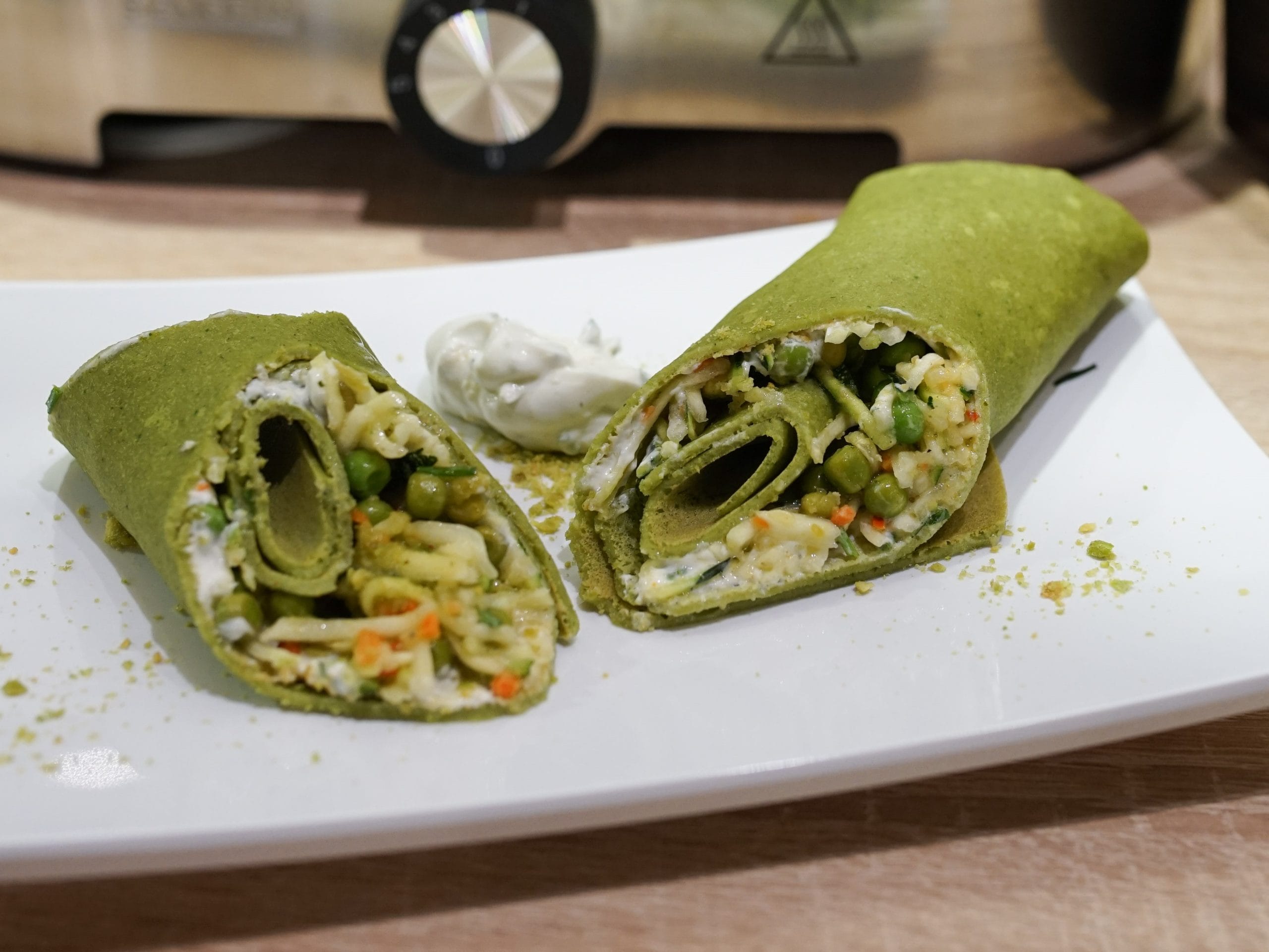 Gefüllte Spinat-Crêpes mit Quark