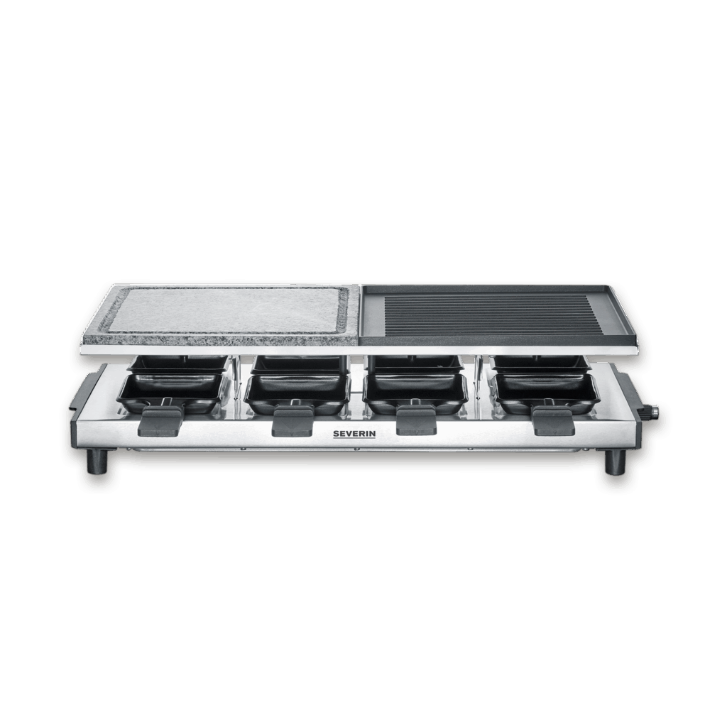 severin-raclette-und-fondue-rg-2373-raclette-mit-naturgrillstein-und-grill-platte