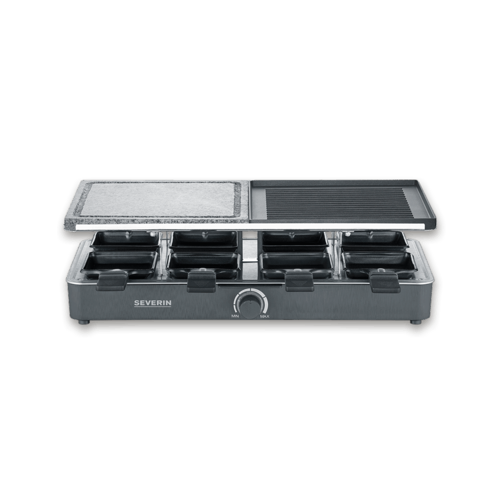 severin-raclette-und-fondue-rg-2376-raclette-mit-naturgrillstein-und-grillplatte