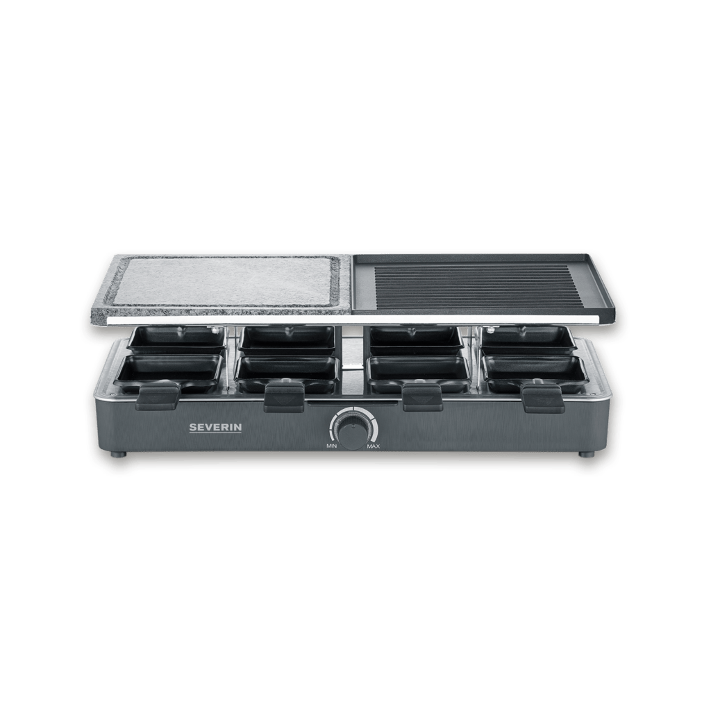 severin-raclette-und-fondue-rg-2376-raclette-mit-naturgrillstein-und-grillplatte